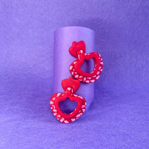 Red and pink texture bold handmade earrings