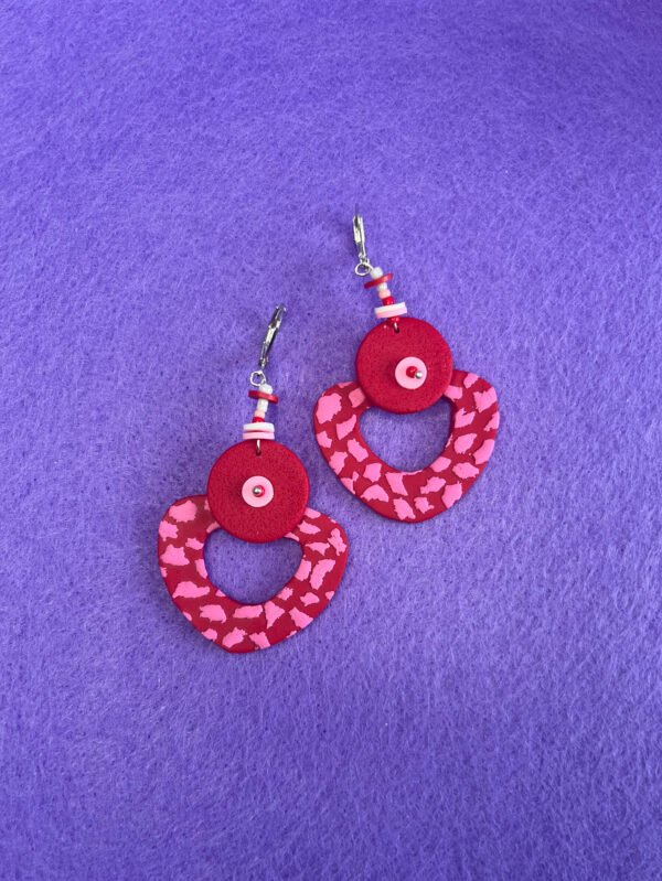 Dangle Funky Red Bold handmade Earrings - Image 2