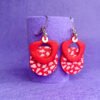 Dangle Red pink texture handmade bold earrings