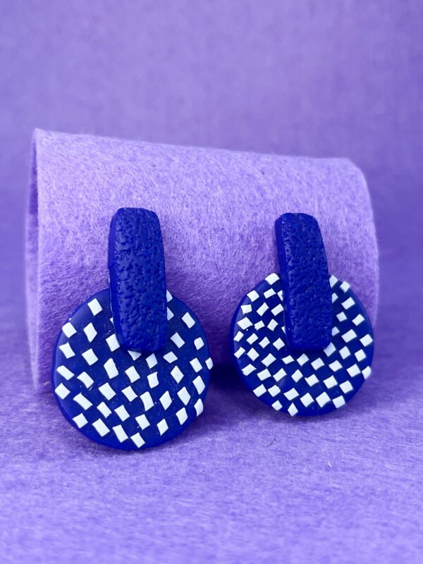 Blue textured Handmade Earrings - Image 2