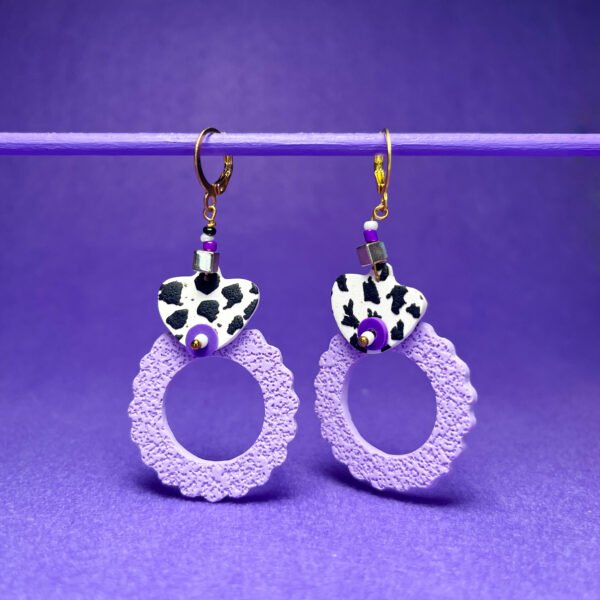 Lila black and white bold dangles handmade earrings