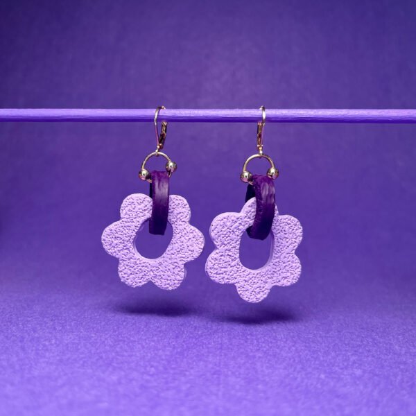 Flower lila purple mini dangles handmade earrings