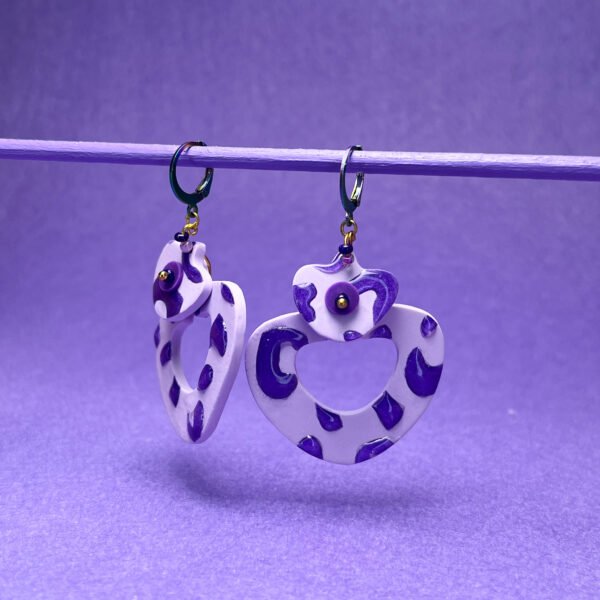 Lila glossy purple details handmade earrings