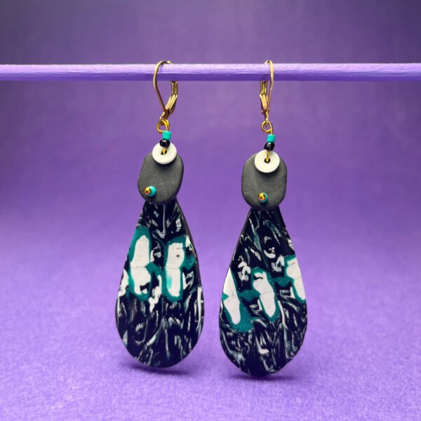 Black & turquoise dangles handmade earrings