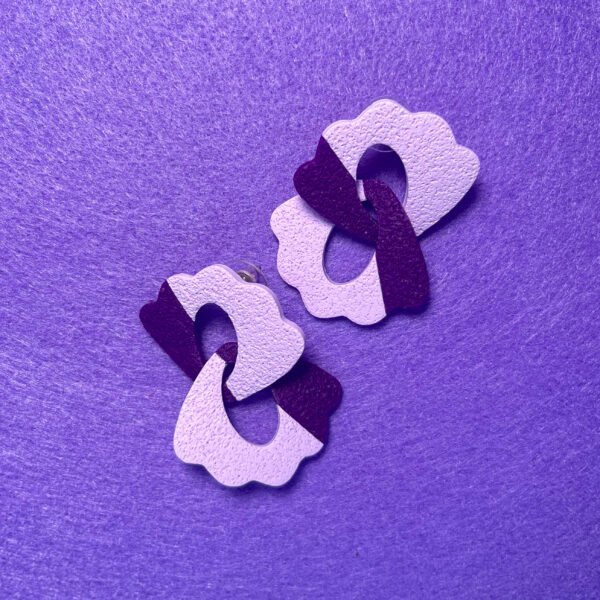 Purple and lilac shell mutlinks - handmade earrings - Image 2
