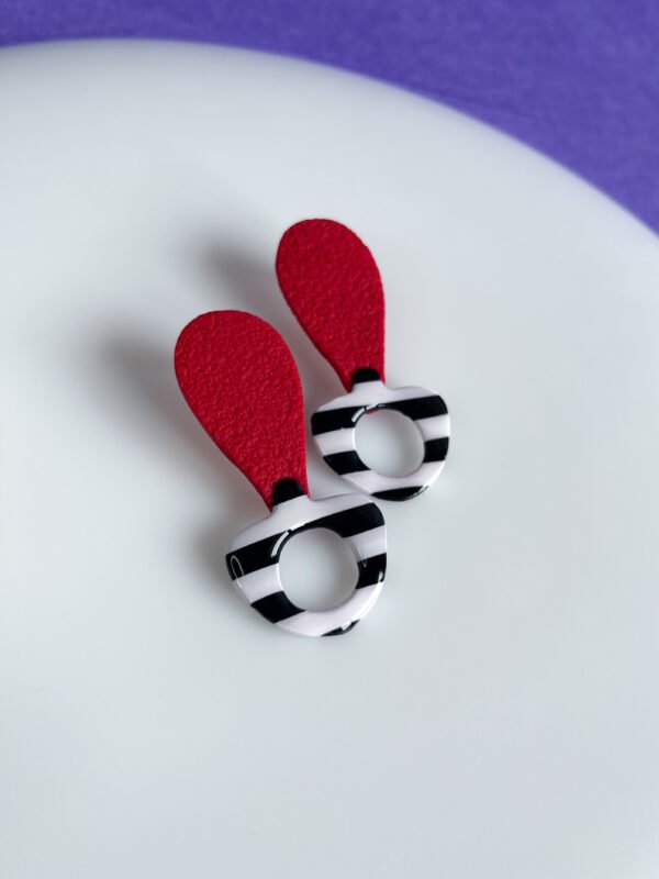 Red and stripes modern handmade earrings